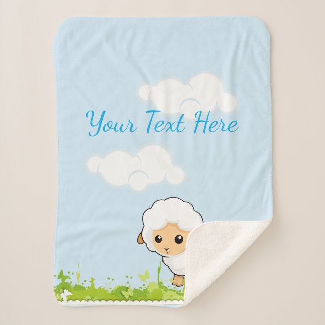 Cutest Little Lamb Sherpa Blanket (Front)