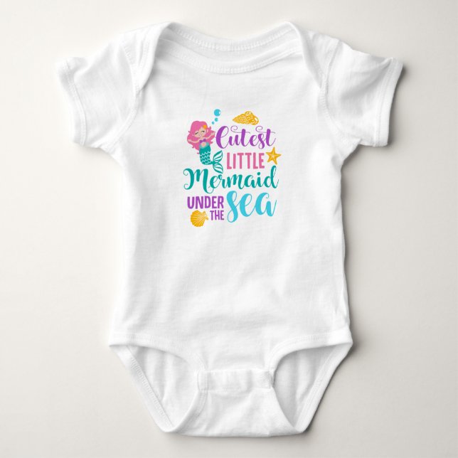 Cutest Little Mermaid Under The Sea Baby Bodysuit (Front)