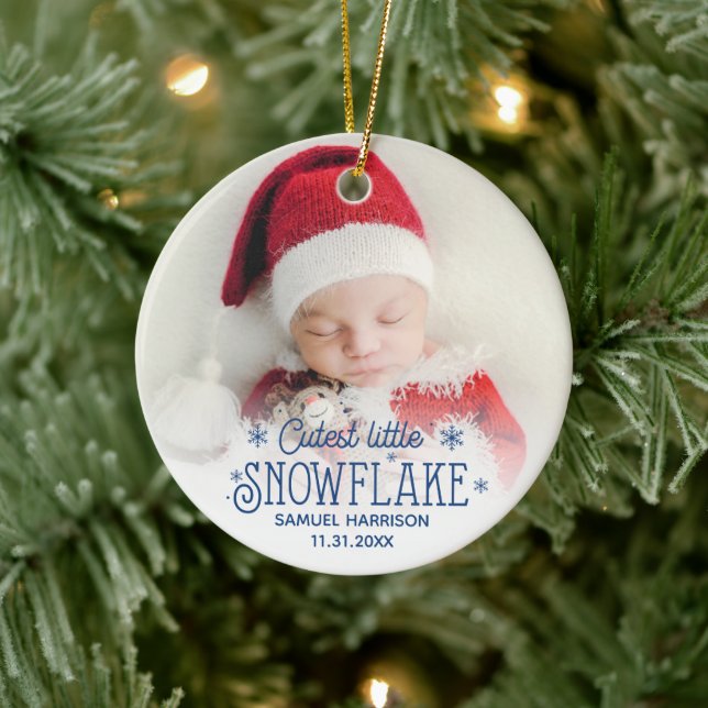 Cutest little snowflake baby first christmas  ceramic ornament (Tree)