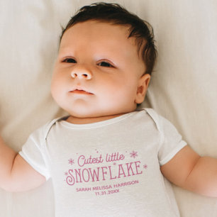 Cutest little snowflake baby's first christmas baby bodysuit