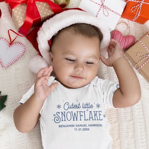 Cutest little snowflake babys first christmas baby bodysuit