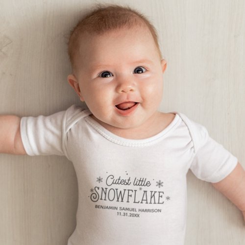 Cutest little snowflake babys first christmas baby bodysuit