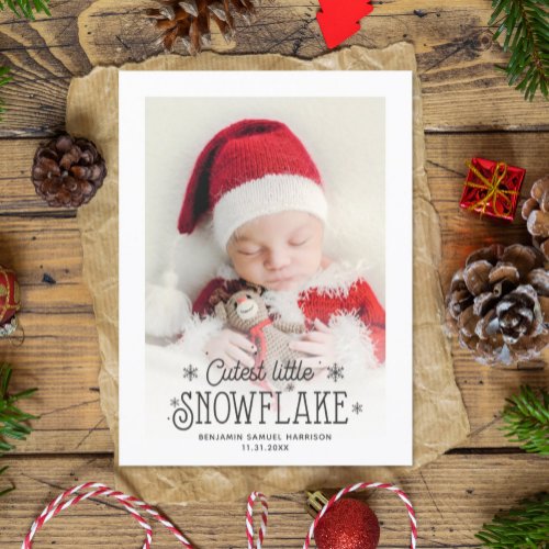 Cutest little snowflake photo birth announcement