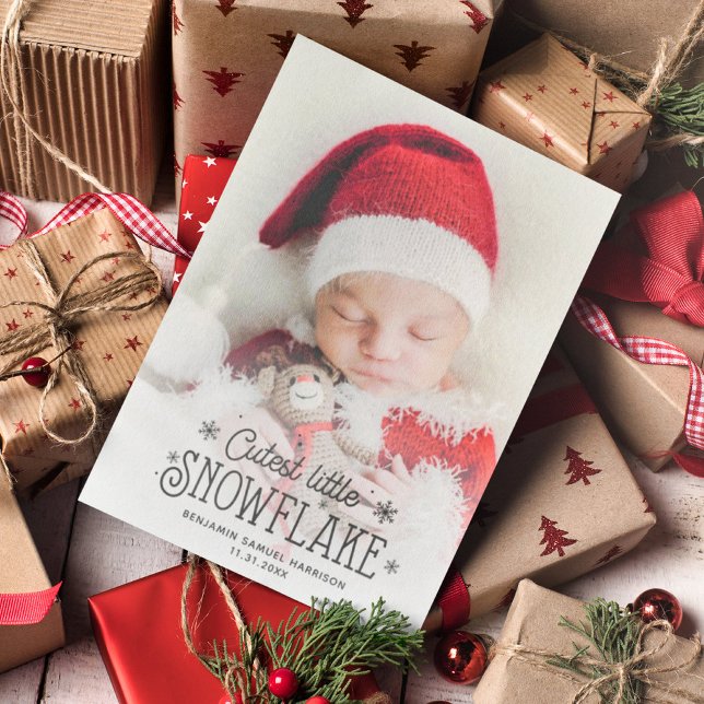 Cutest little snowflake photo birth announcement (Creator Uploaded)