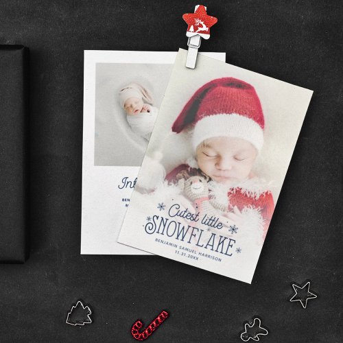 Cutest little snowflake photo birth announcement