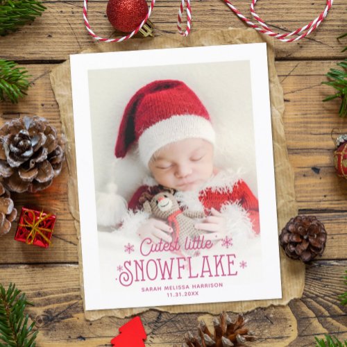 Cutest little snowflake photo birth announcement