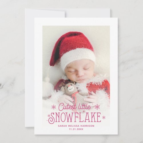 Cutest little snowflake photo birth announcement