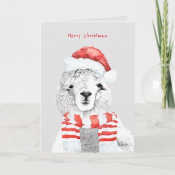 Cutest Llama Ever Minimalist Christmas Card by Vanillaextinctions at Zazzle