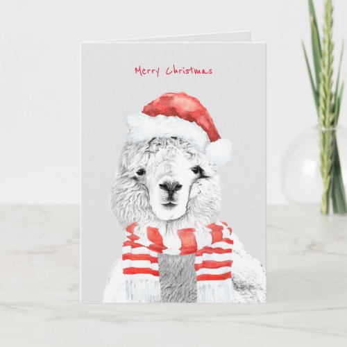 Cutest Llama Ever Minimalist Christmas Card