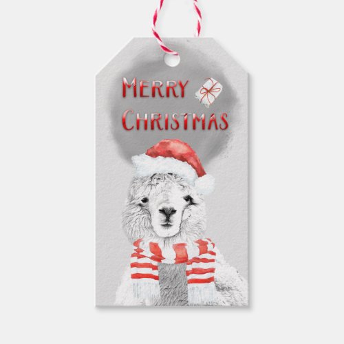 Cutest Llama Wearing Santa Hat Christmas Gift Tags