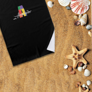 Cutest luxury colorful initial A name black Beach Towel