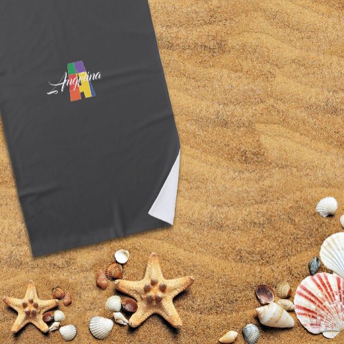 Cutest luxury colorful initial A name grey Beach Towel