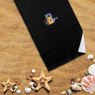 Cutest luxury colorful initial B name black Beach Towel