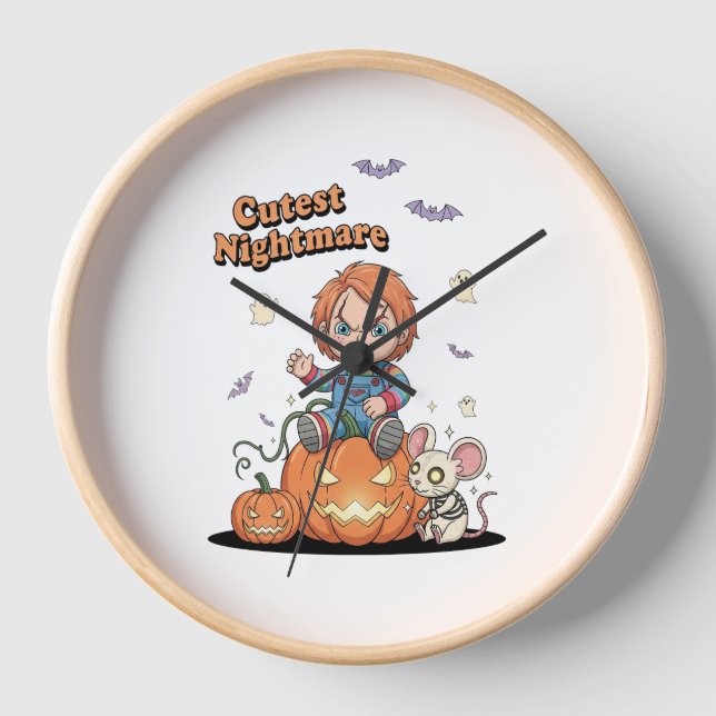 Cutest Nightmare Chucky Halloween Clock (Front)