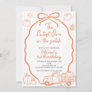 Cutest One in the pumpkin patch 1st birthday Invitation