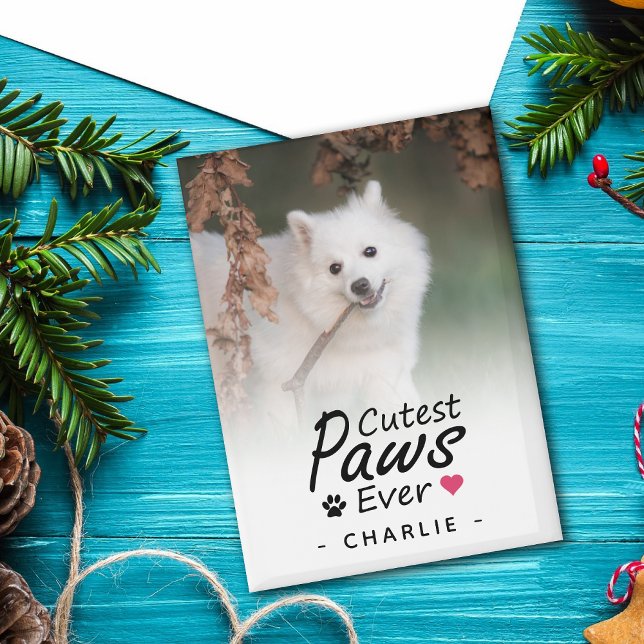Cutest Paws Ever Modern Pet Dog Mom Photo Keepsake Magnet (Creator Uploaded)