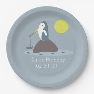 Cutest Penguin Fishing Ocean Birthday Party Paper Plates