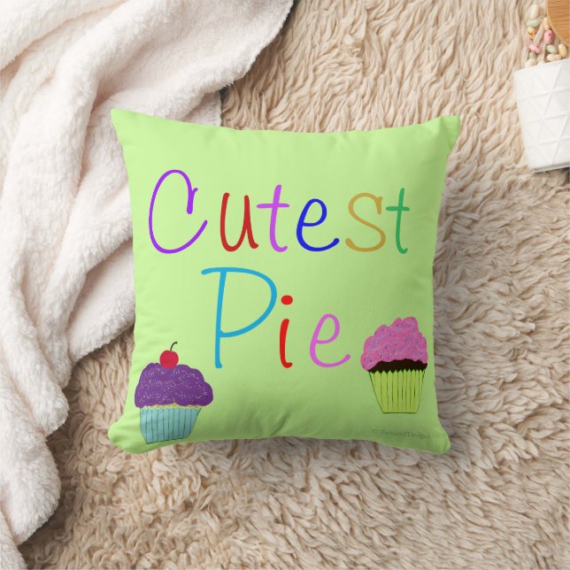 Cutest Pie Pink Purple Cupcakes Baby Girl Throw Pillow (Blanket)