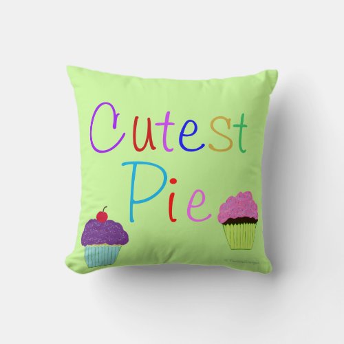 Cutest Pie Pink Purple Cupcakes Baby Girl Throw Pillow