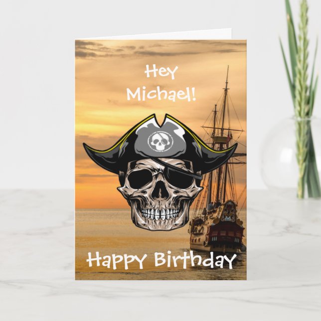 Cutest  Pirate Ship Birthday Card (Front)