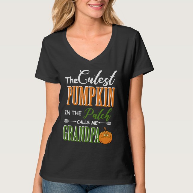 Cutest pumpkin calls me Grandpa Matching Family  f T-Shirt (Front)