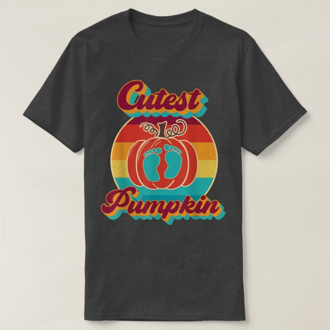 Cutest Pumpkin Fall Leaves Autumn Tree Retro Vinta T-Shirt (Design Front)