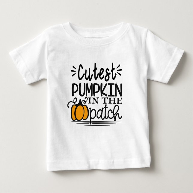 cutest pumpkin in patch Tee, halloween Costume Baby T-Shirt (Front)