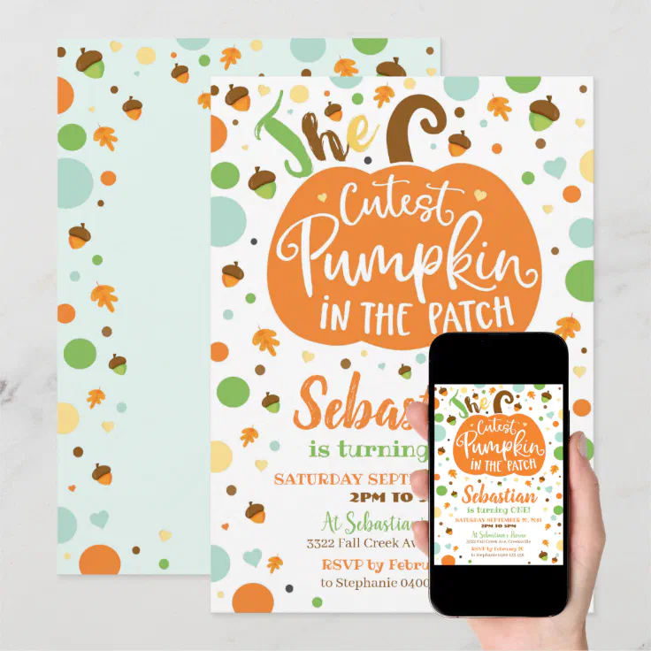 Cutest Pumpkin in the Patch Birthday Invitation | Zazzle