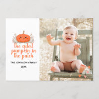 Cutest Pumpkin in the Patch Fall Photo Card