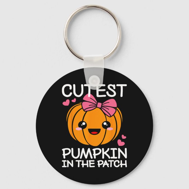 Cutest Pumpkin In The Patch Fun Halloween Thanksgi Keychain (Front)