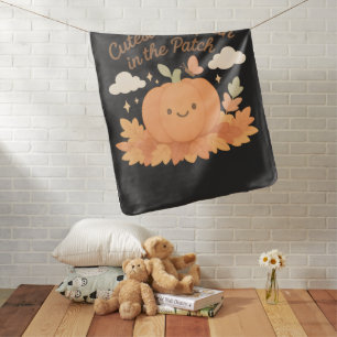 Cutest Pumpkin In The Patch Halloween Butterfly Baby Blanket