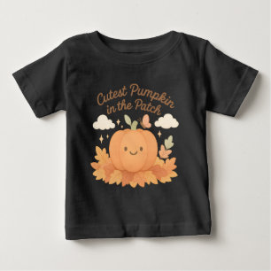 Cutest Pumpkin In The Patch Halloween Fall Leaves Baby T-Shirt