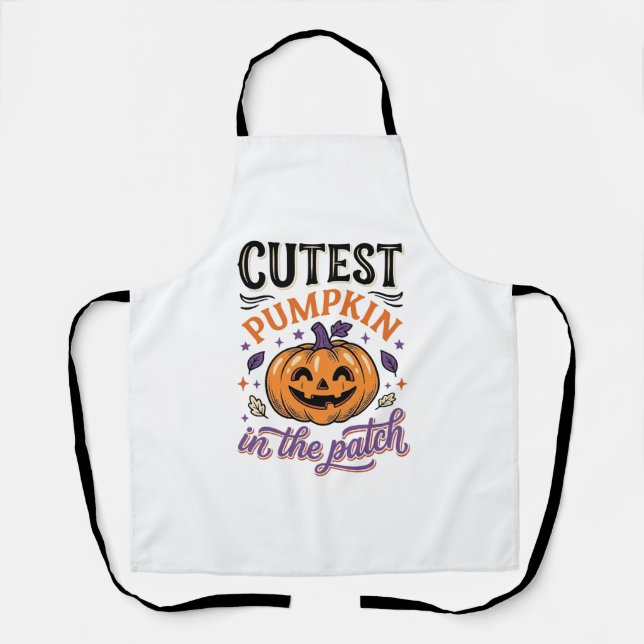 Cutest Pumpkin In The Patch Halloween Shirt Design Apron (Front)