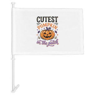 Cutest Pumpkin In The Patch Halloween Shirt Design Car Flag