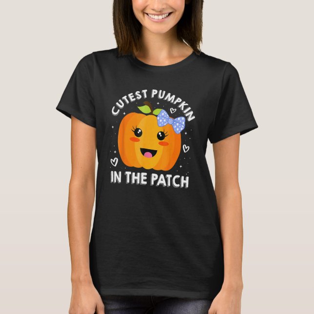Cutest Pumpkin In The Patch Halloween Thanksgiving T-Shirt (Front)