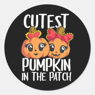 Cutest Pumpkin In The Patch Kid Girls Halloween Classic Round Sticker