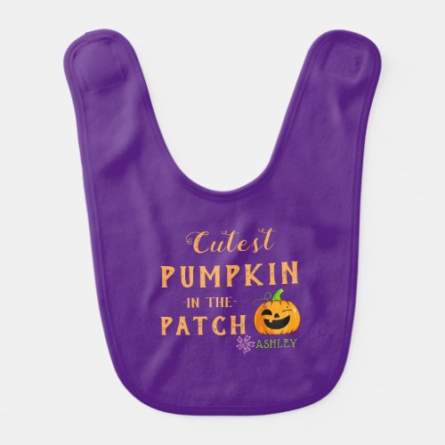 Cutest Pumpkin in the Patch Personalized Baby Girl Baby Bib