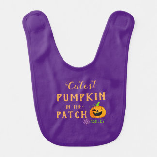 Cutest Pumpkin in the Patch Personalized Baby Girl Bib