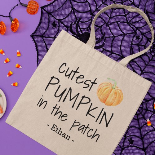 Cutest Pumpkin in the Patch  Personalized Kids Tote Bag