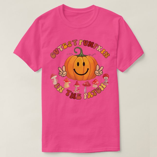 Cutest pumpkin in the patch retro fall autumn pump T-Shirt (Design Front)