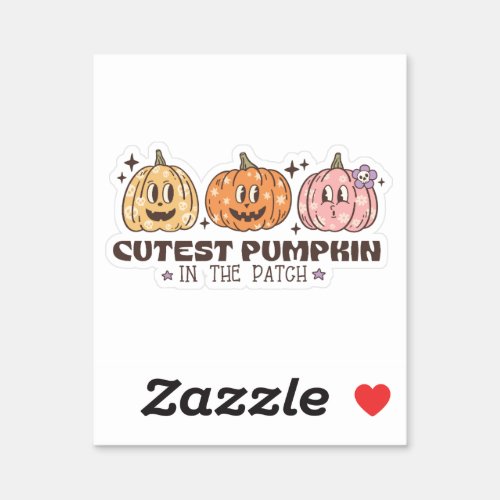 Cutest Pumpkin in the Patch Retro Groovy Sticker