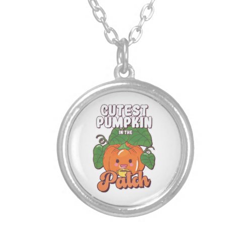 cutest pumpkin in the patch silver plated necklace