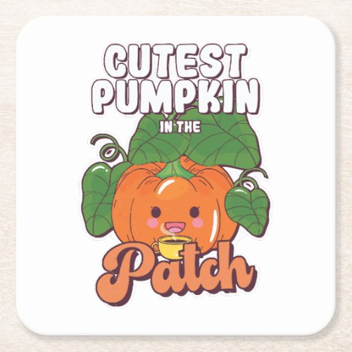 cutest pumpkin in the patch square paper coaster