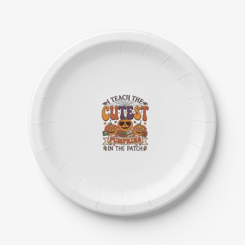 Cutest Pumpkins Halloween Teacher Glasses Books_1 Paper Plates