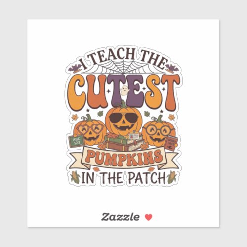 Cutest Pumpkins Halloween Teacher Glasses Books_1 Sticker