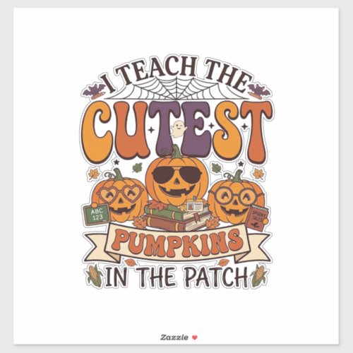 Cutest Pumpkins Halloween Teacher Glasses Books_1 Sticker