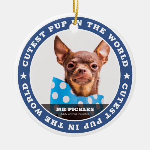 Cutest Pup In the World Dog Pet Photo Ceramic Ornament