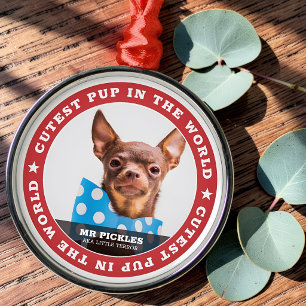 Cutest Pup In the World Dog Pet Photo Metal Ornament