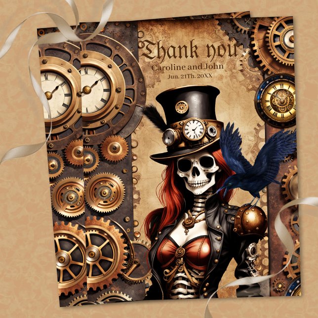 Cutest Steampunk Skeleton Postcard (Steampunk women)