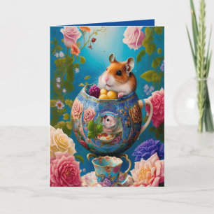 Cutest Syrian Hamster Tea Party with Donuts ANY Ca Card